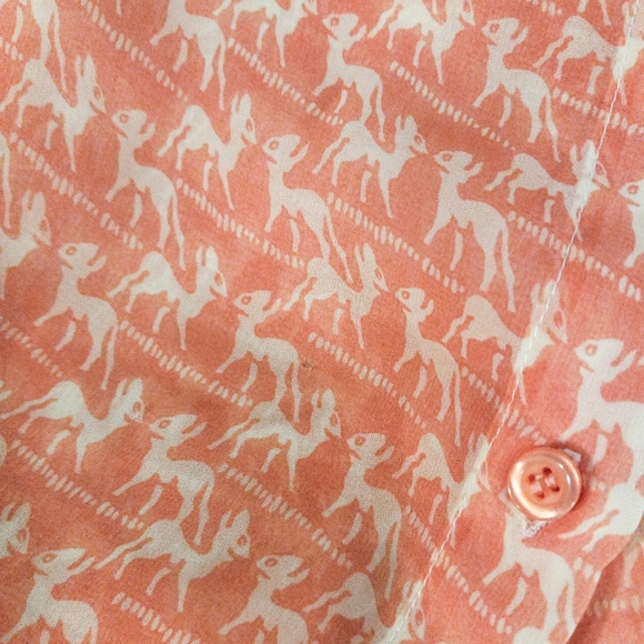 Max C Button Up Deer Print Blouse | US M - Picture 4 of 5